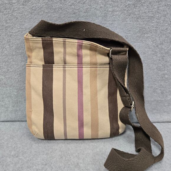 Thirty One Organizing Shoulder Bag Crossbody In Purple Twill Stripe - Picture 3 of 8